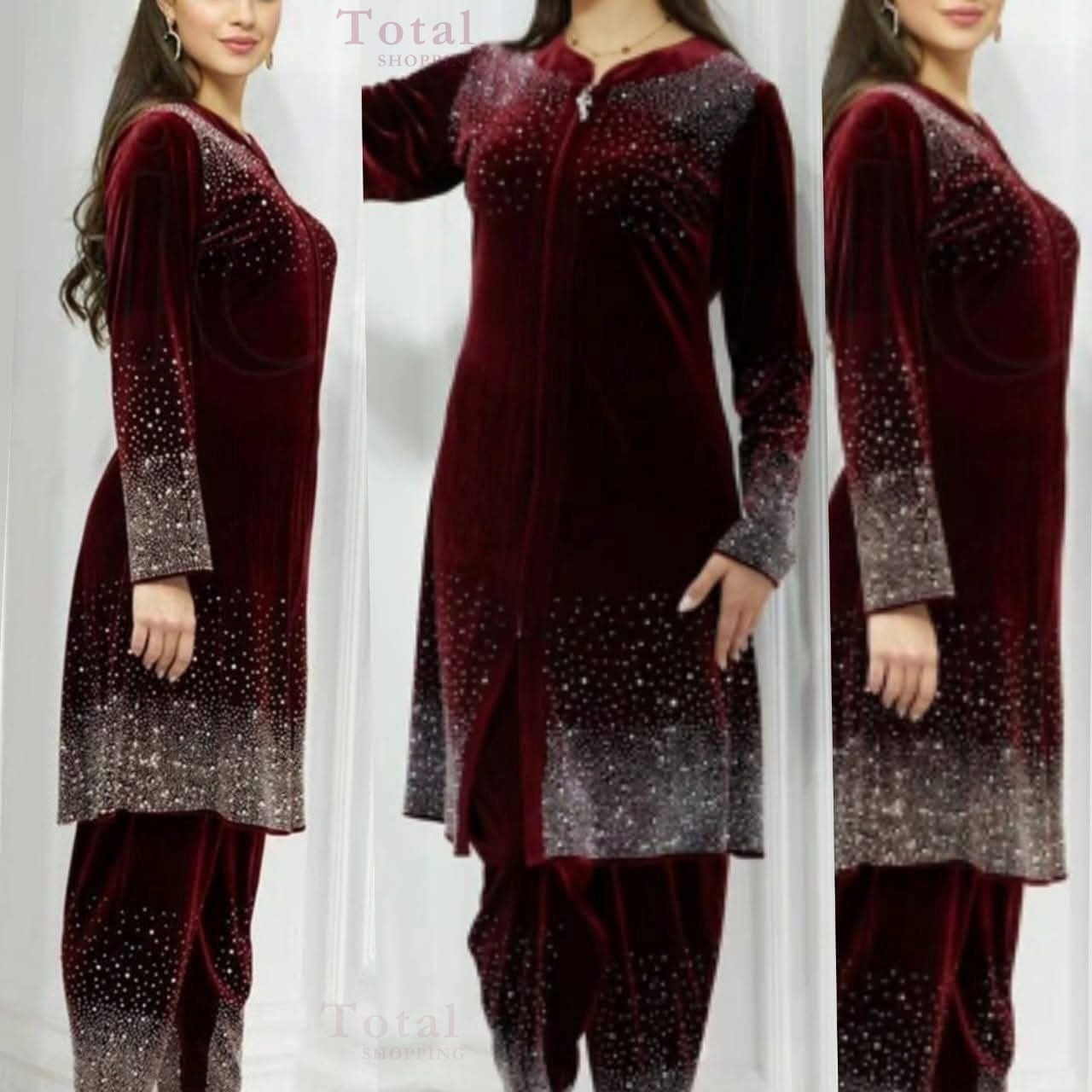 Premium Korean Velvet Fabrics-[LP-222]-Maroon