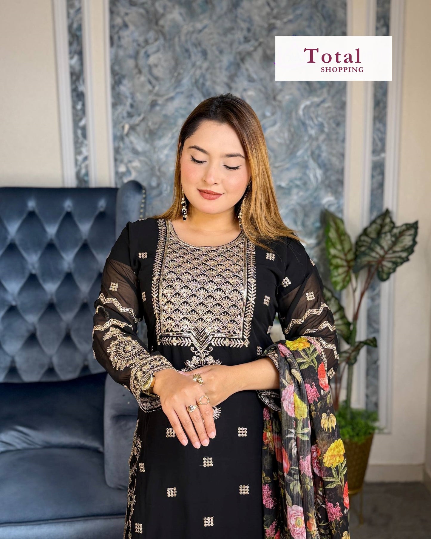 Exclusive Ready Made Party Sharara-[LP-355]-Black