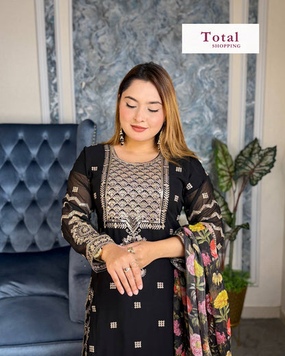 Exclusive Ready Made Party Sharara-[LP-355]-Black