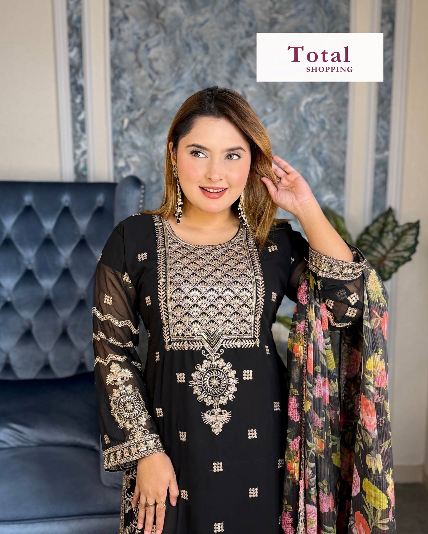 Exclusive Ready Made Party Sharara-[LP-355]-Black