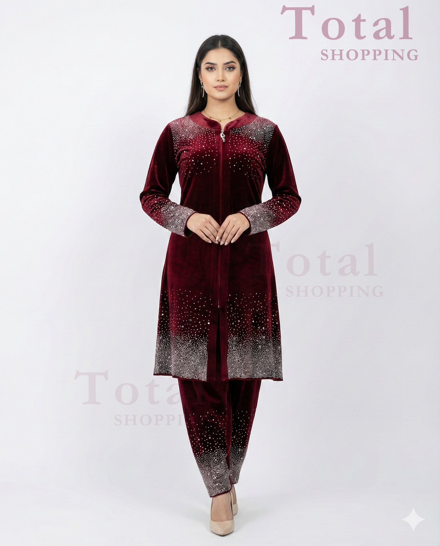 Premium Korean Velvet Fabrics-[LP-222]-Maroon