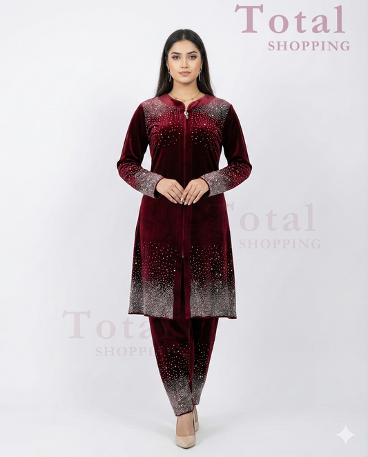 Premium Korean Velvet Fabrics-[LP-222]-Maroon