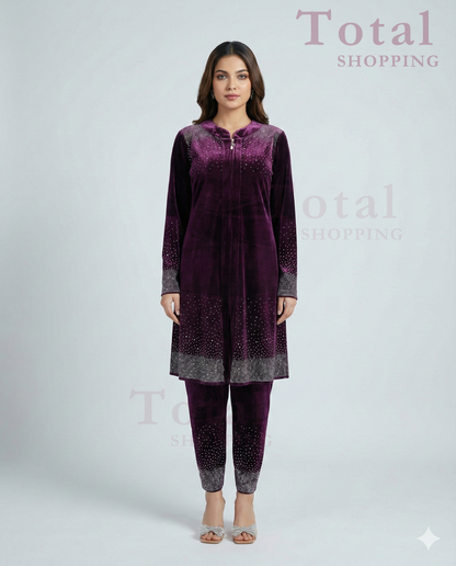 Premium Korean Velvet Fabrics-[LP-222]-Purple