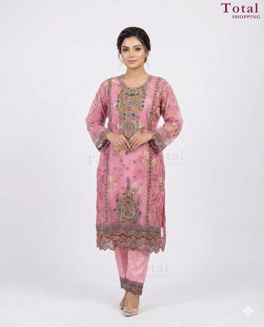 Premium Maslin Cotton Suit-[LP-344]-Pink