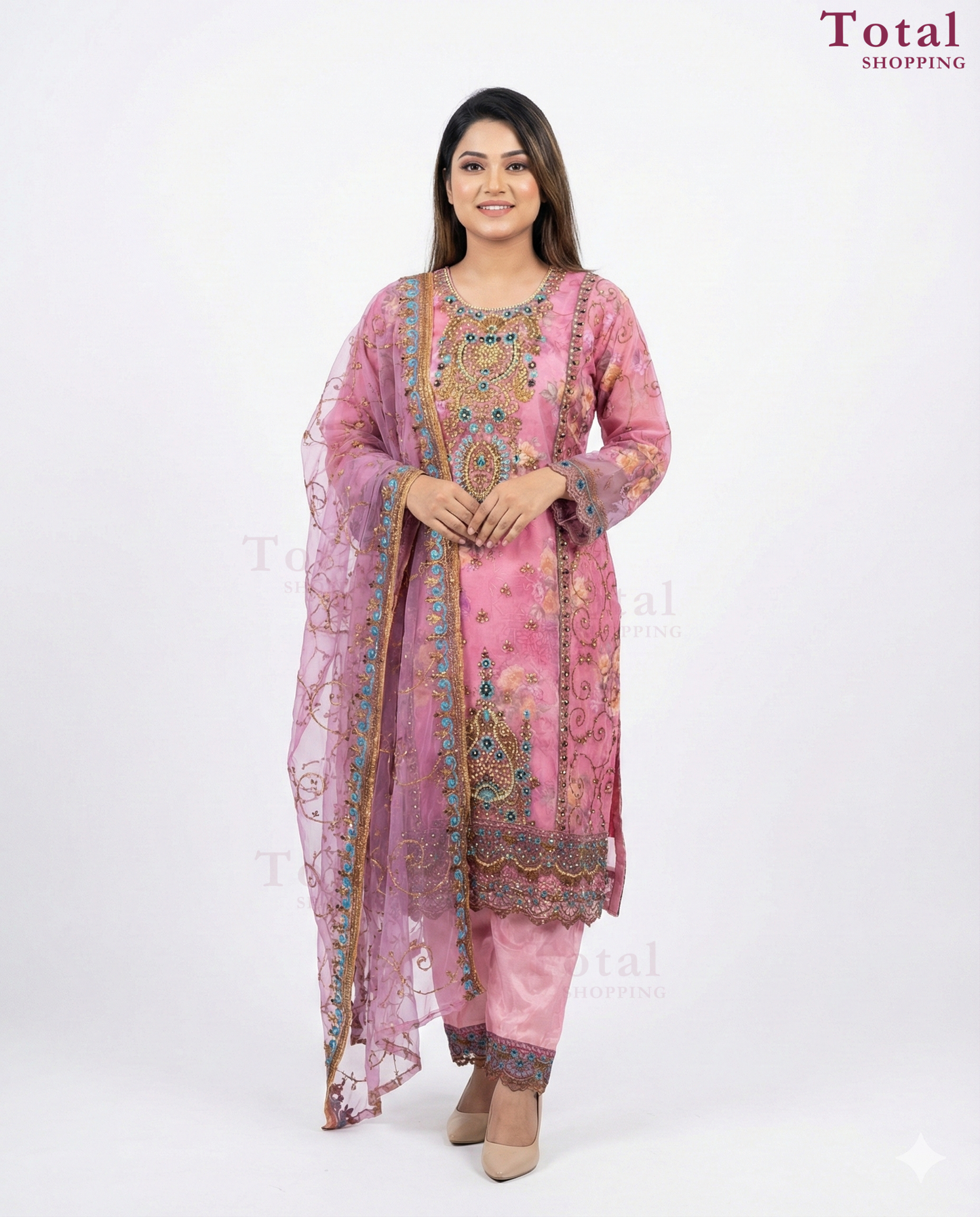 Premium Maslin Cotton Suit-[LP-344]-Pink