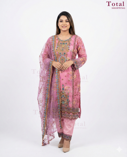 Premium Maslin Cotton Suit-[LP-344]-Pink