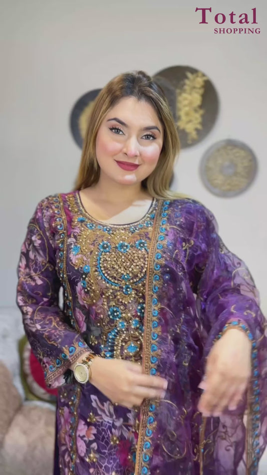 Premium Maslin Cotton Suit-[LP-344]-Purple