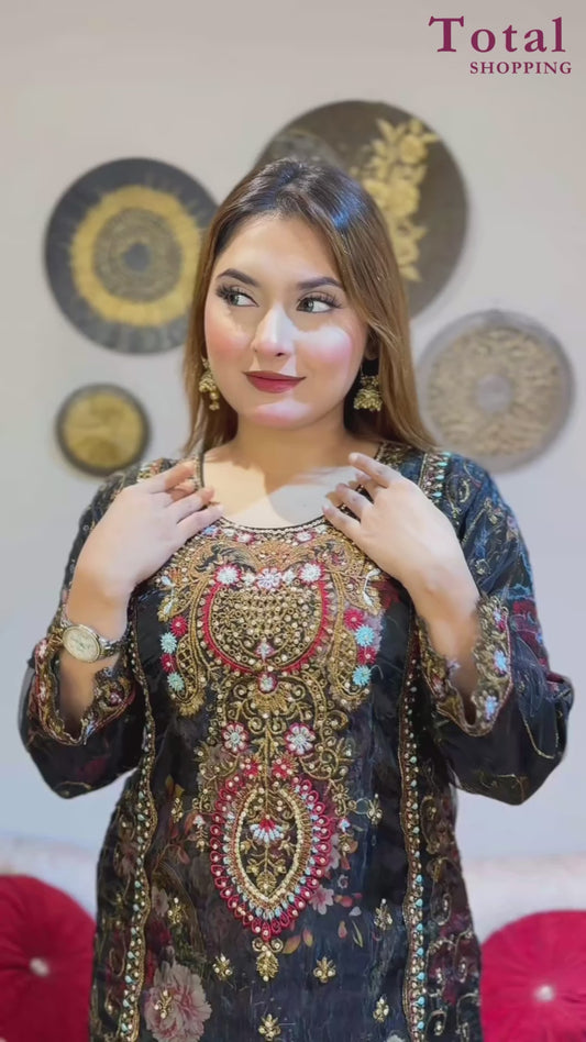 Premium Maslin Cotton Suit-[LP-344]-Black