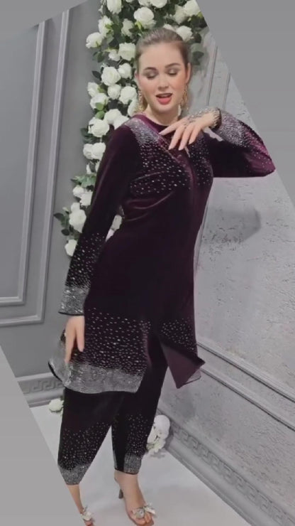 Premium Korean Velvet Fabrics-[LP-222]-Purple